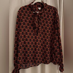 Chic Black and Orange Blouse